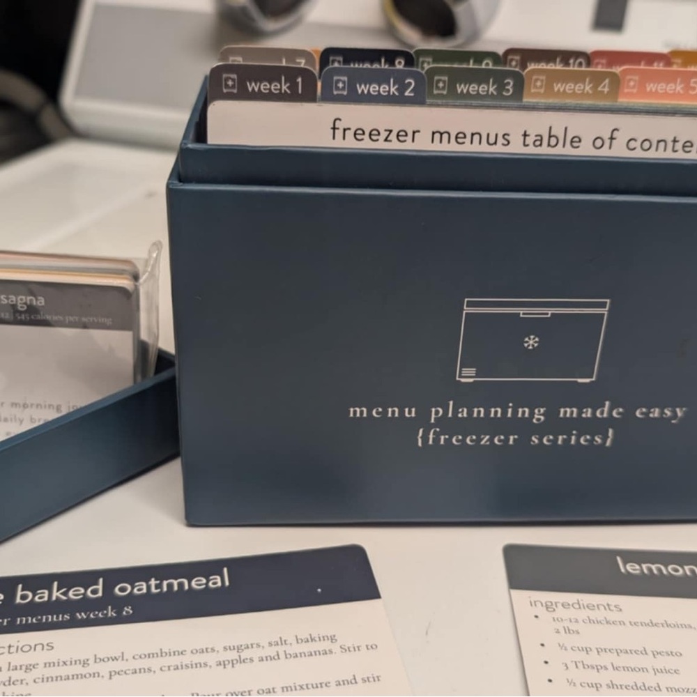 Blue Menu Planning Box with Cards